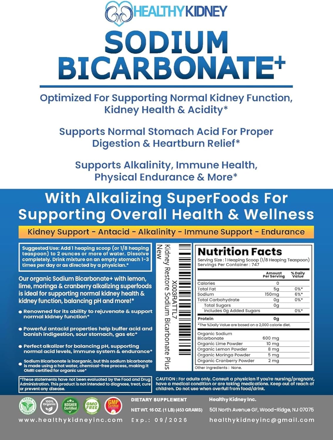 Acacia Fiber Powder Bundle for Kidney Restore & Gut Repair - 2.5 lbs + Alkaline Sodium Bicarbonate Supplement 1 lb