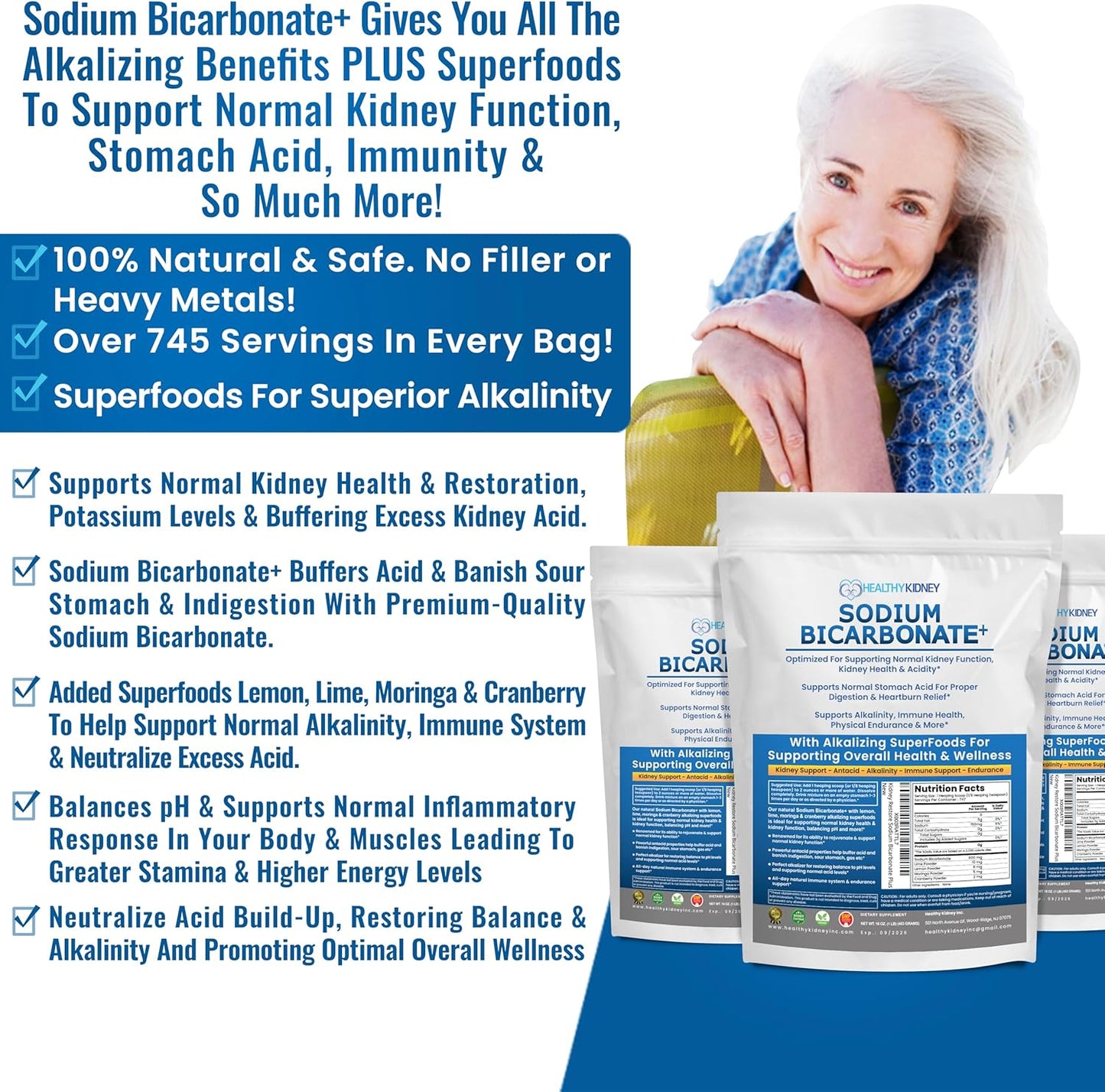 Acacia Fiber Powder Bundle for Kidney Restore & Gut Repair - 2.5 lbs + Alkaline Sodium Bicarbonate Supplement 1 lb