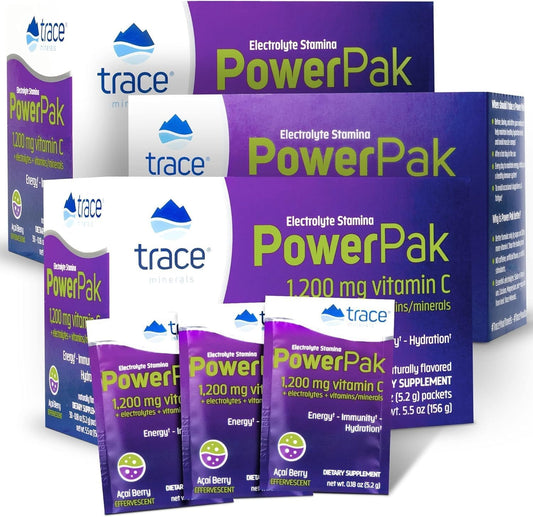 Acai Berry Electrolyte Powder Packets with Trace Minerals - Boost Immunity, Hydration and Energy - 90 Packets