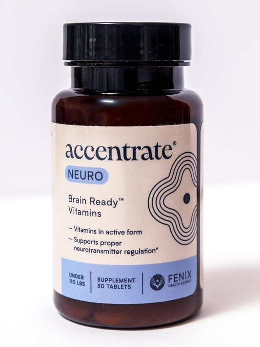 Accentrate Neuro - Brain-Optimizing B-Complex Supplement with Essential Cofactors - L-methylfolate, Methylcobalamin, Pyridoxal-5'-Phosphate - 30 Tablets