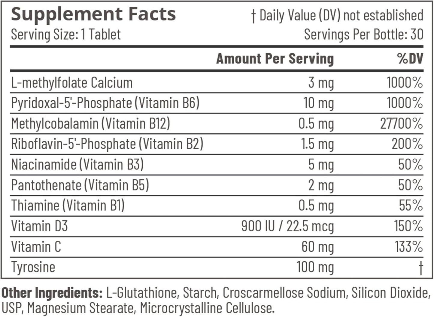 Accentrate Neuro - Brain-Optimizing B-Complex Supplement with Essential Cofactors - L-methylfolate, Methylcobalamin, Pyridoxal-5'-Phosphate - 30 Tablets