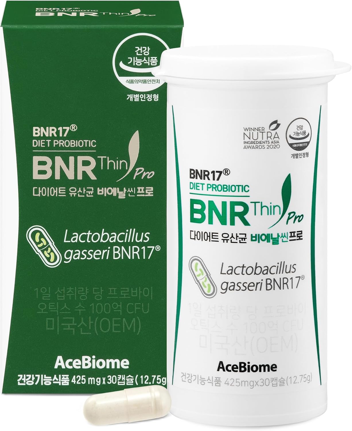 AceBiome BNRThin Pro Supplement - 30 Capsules x 3 Packs, Lactobacillus Gasseri BNR17, 10 Billion CFU for Digestive Health