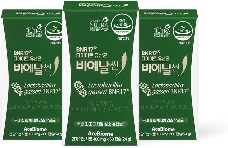 AceBiome BNRThin Probiotic, 10 Billion CFU, Lactobacillus gasseri BNR17, Digestive Health Support, 180 Capsules
