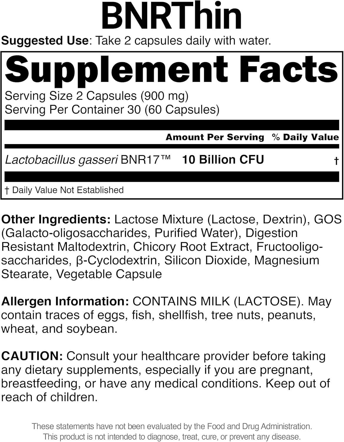 AceBiome BNRThin Probiotic for Weight Management with Lactobacillus gasseri BNR17 - 60 Capsules x6packs, 10 Billion CFU Guaranteed for Digestive Health
