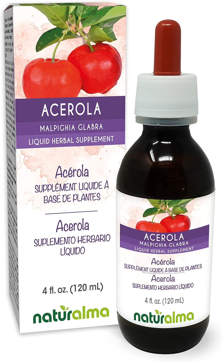 Acerola Fruit Liquid Extract Drops - Alcohol-Free Tincture - High Vitamin C Content - 4 fl oz - Herbal Vegan Supplement