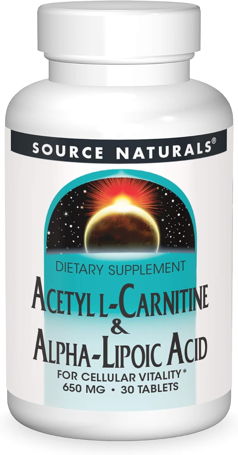 Acetyl L-Carnitine & Alpha-Lipoic Acid 650mg Tablets by Source Naturals - 30 Count
