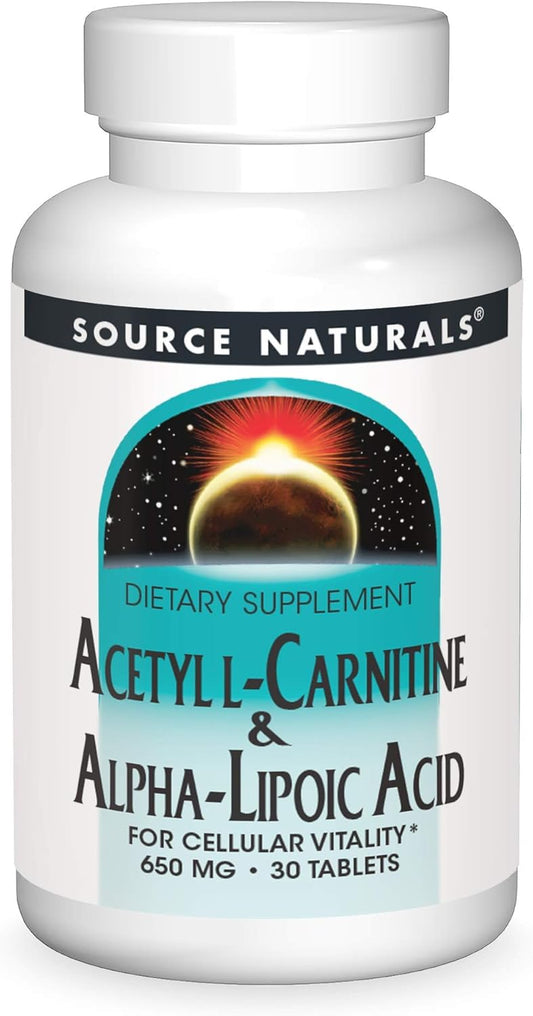 Acetyl L-Carnitine & Alpha-Lipoic Acid 650mg Tablets by Source Naturals - 30 Count