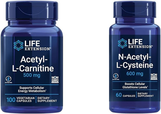Acetyl-L-Carnitine & N-Acetyl-L-Cysteine Capsules for Energy, Brain Health, Immune Support & Antioxidant Benefits