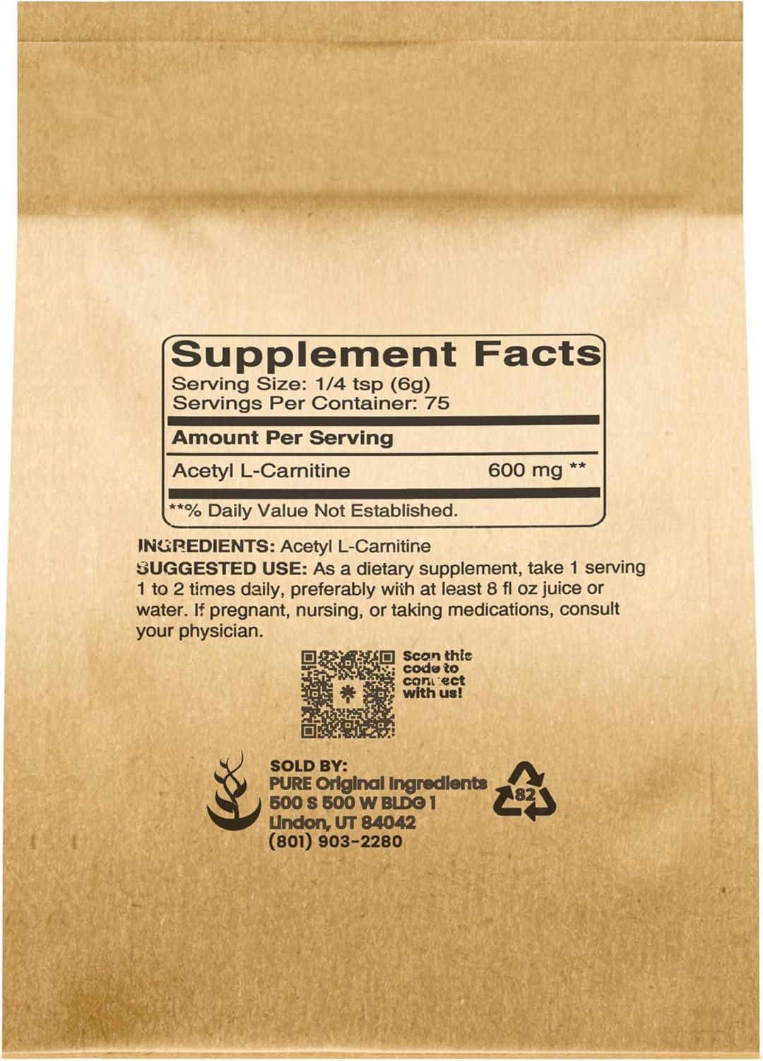 Acetyl L-Carnitine Powder Supplement - Pure ALCAR Amino Acid Ingredients (1 lb)