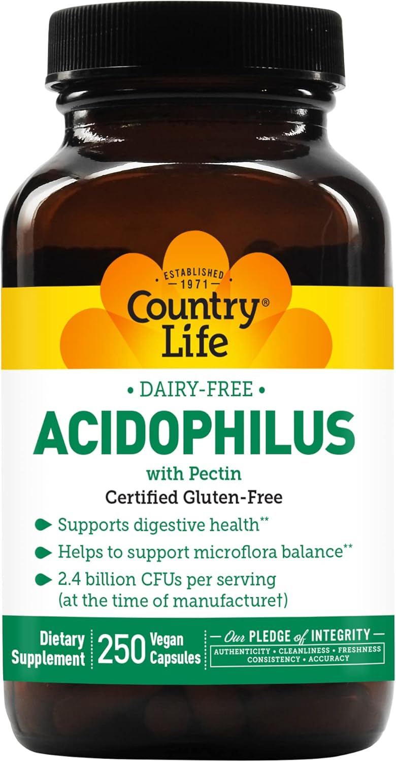Acidophilus Probiotic Supplement for Women & Men - 2.4 Billion CFUs for Digestive Health - Dairy-Free, Non-GMO - 250 Vegan Capsules