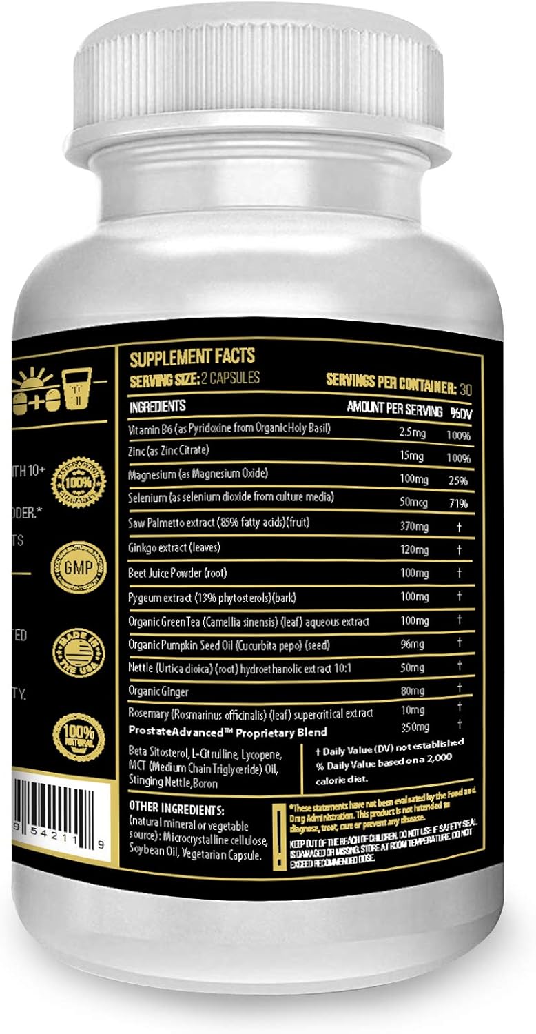ACTIF Prostate Advanced Support Capsules - 60 Count, Made in USA, Non-GMO, 20+ Factors for Complete Prostate Support