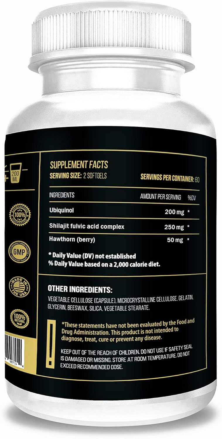 ACTIF Super Ubiquinol CoQ10 200mg, 120 Count - Enhanced Mitochondrial Support, Non-GMO, USA Made