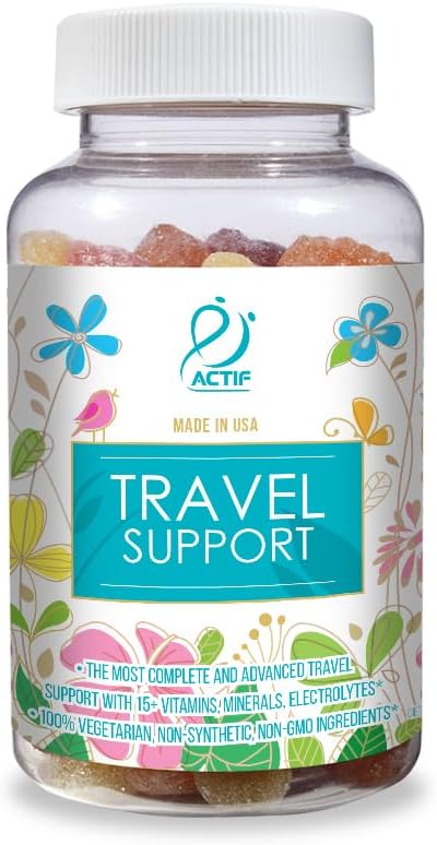 ACTIF Travel Mega Support Gummies - 15+ Advanced Factors, Non-GMO, Made in USA - 90 Fast-Acting Gummies