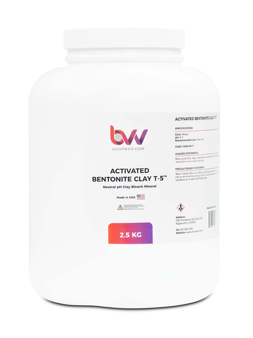 Activated Bentonite Clay T-5-2.5KG by BVV - Premium Quality Clay for Purification and Detoxification