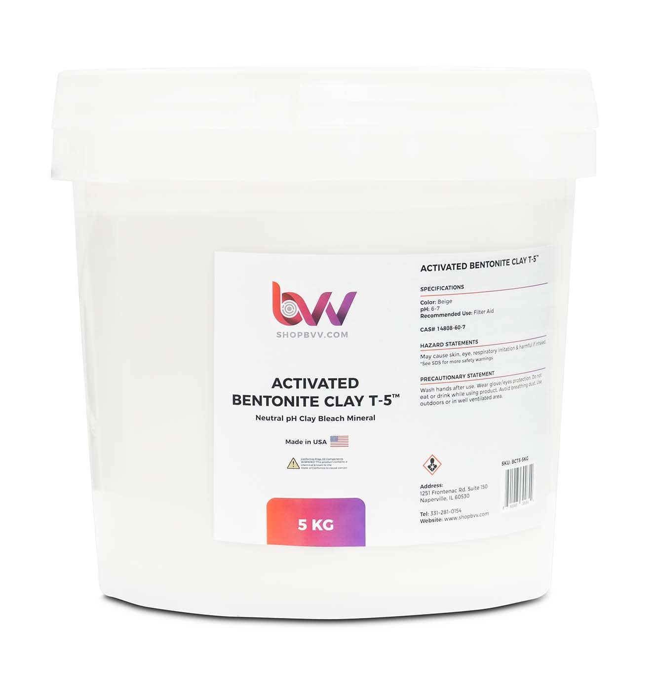 Activated Bentonite Clay T-5-2.5KG by BVV - Premium Quality Clay for Purification and Detoxification