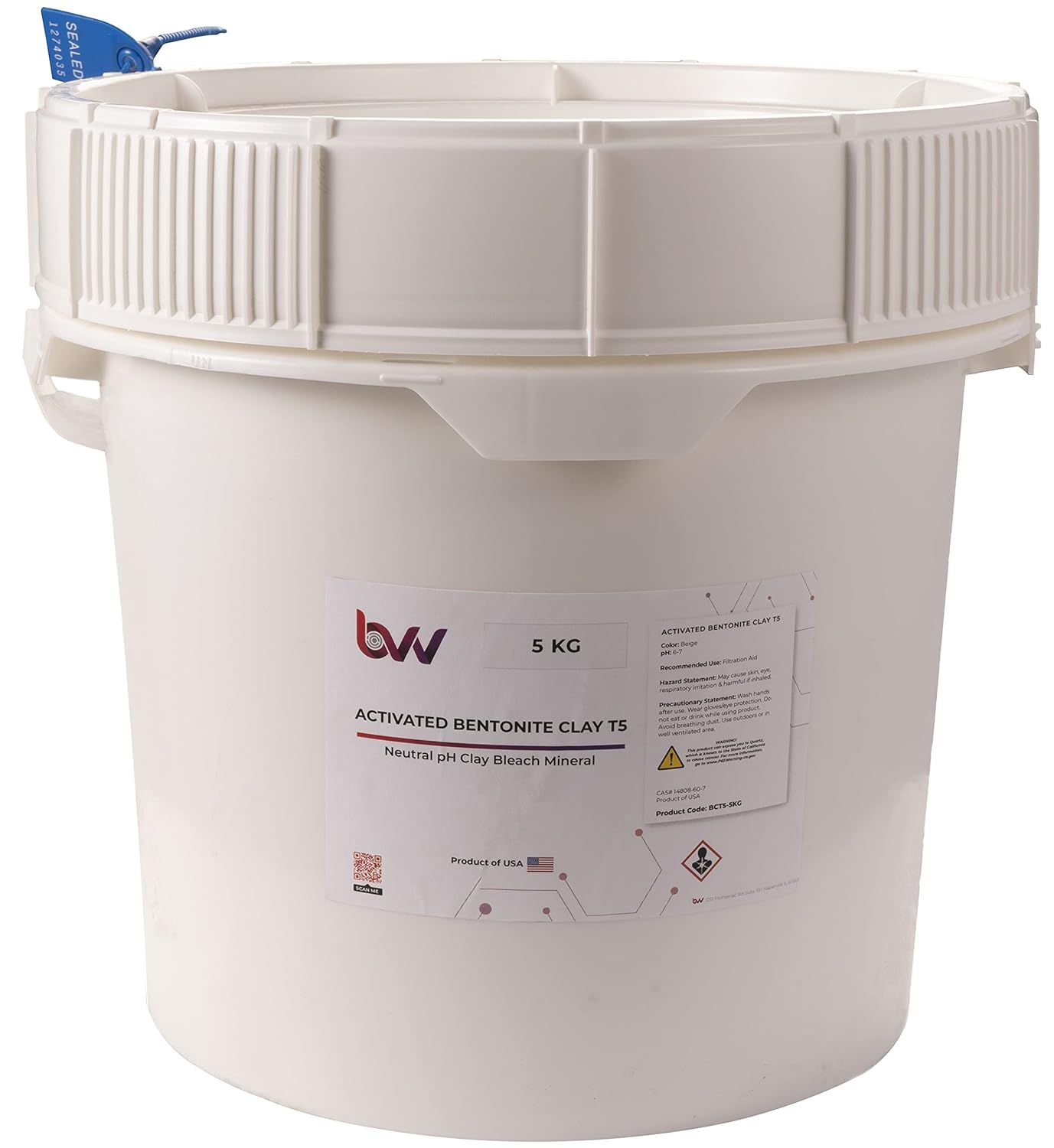 Activated Bentonite Clay T-5-2.5KG by BVV - Premium Quality Clay for Purification and Detoxification