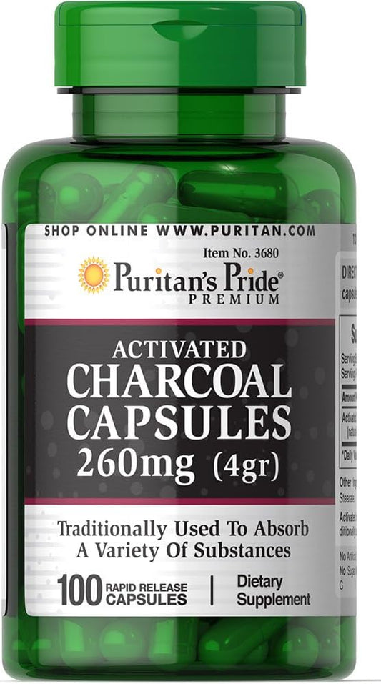 Activated Charcoal 260mg Capsules - Puritan's Pride (100 Count)