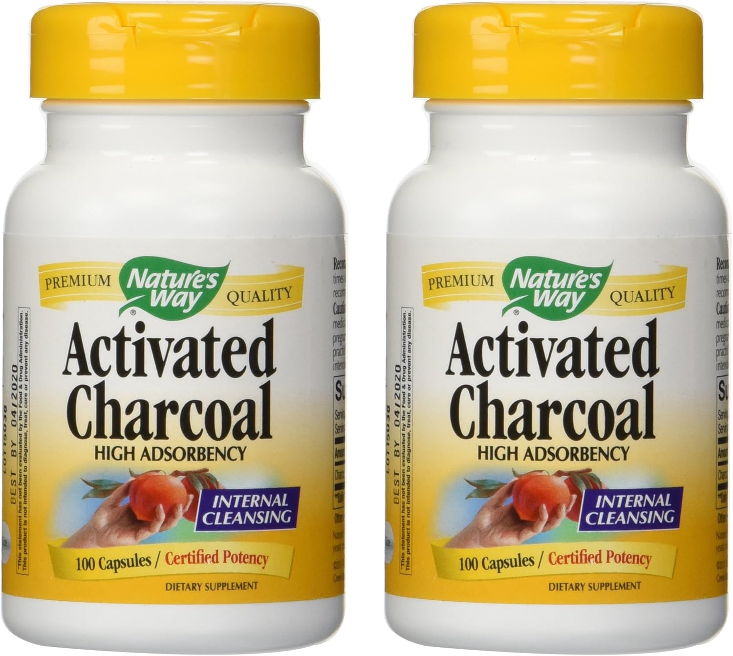 Activated Charcoal Capsules - High Adsorbency - 100 Count x 2 Pack by Nature's Way