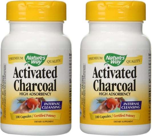 Activated Charcoal Capsules - High Adsorbency - 100 Count x 2 Pack by Nature's Way