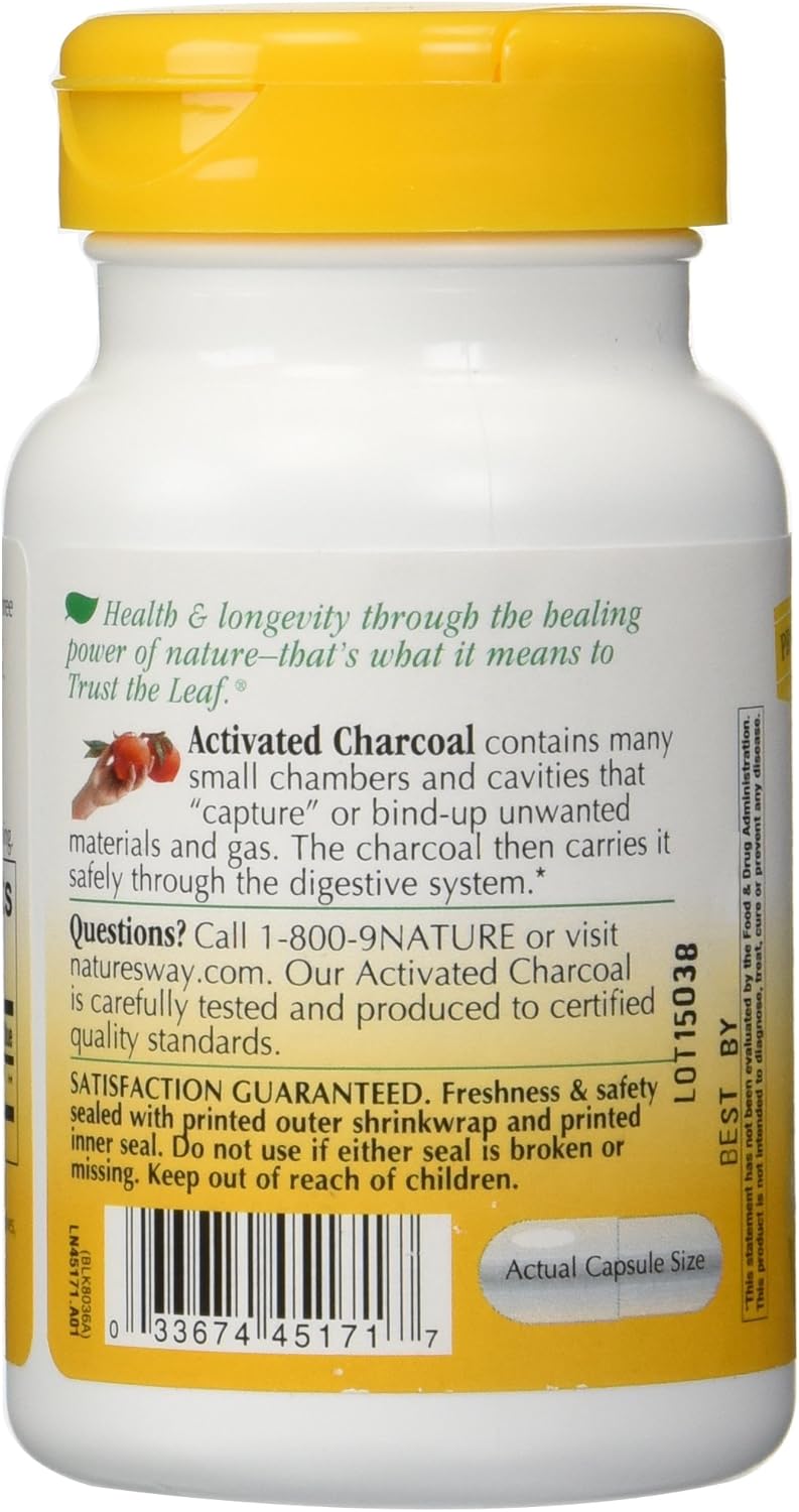 Activated Charcoal Capsules - High Adsorbency - 100 Count x 2 Pack by Nature's Way