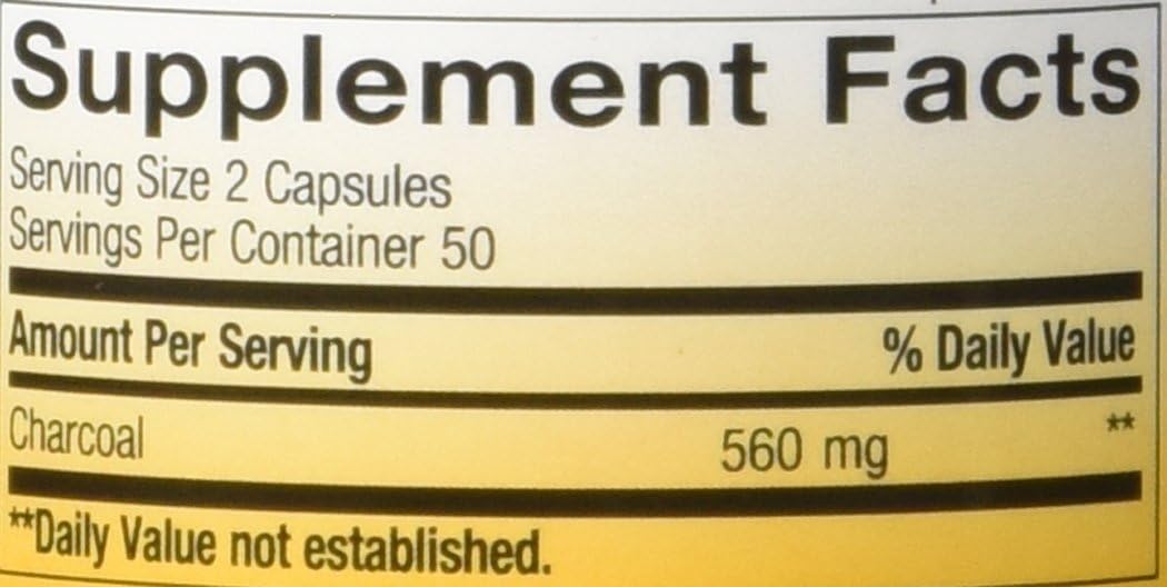 Activated Charcoal Capsules - High Adsorbency - 100 Count x 2 Pack by Nature's Way