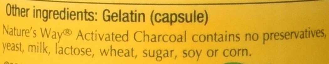 Activated Charcoal Capsules - High Adsorbency - 100 Count x 2 Pack by Nature's Way