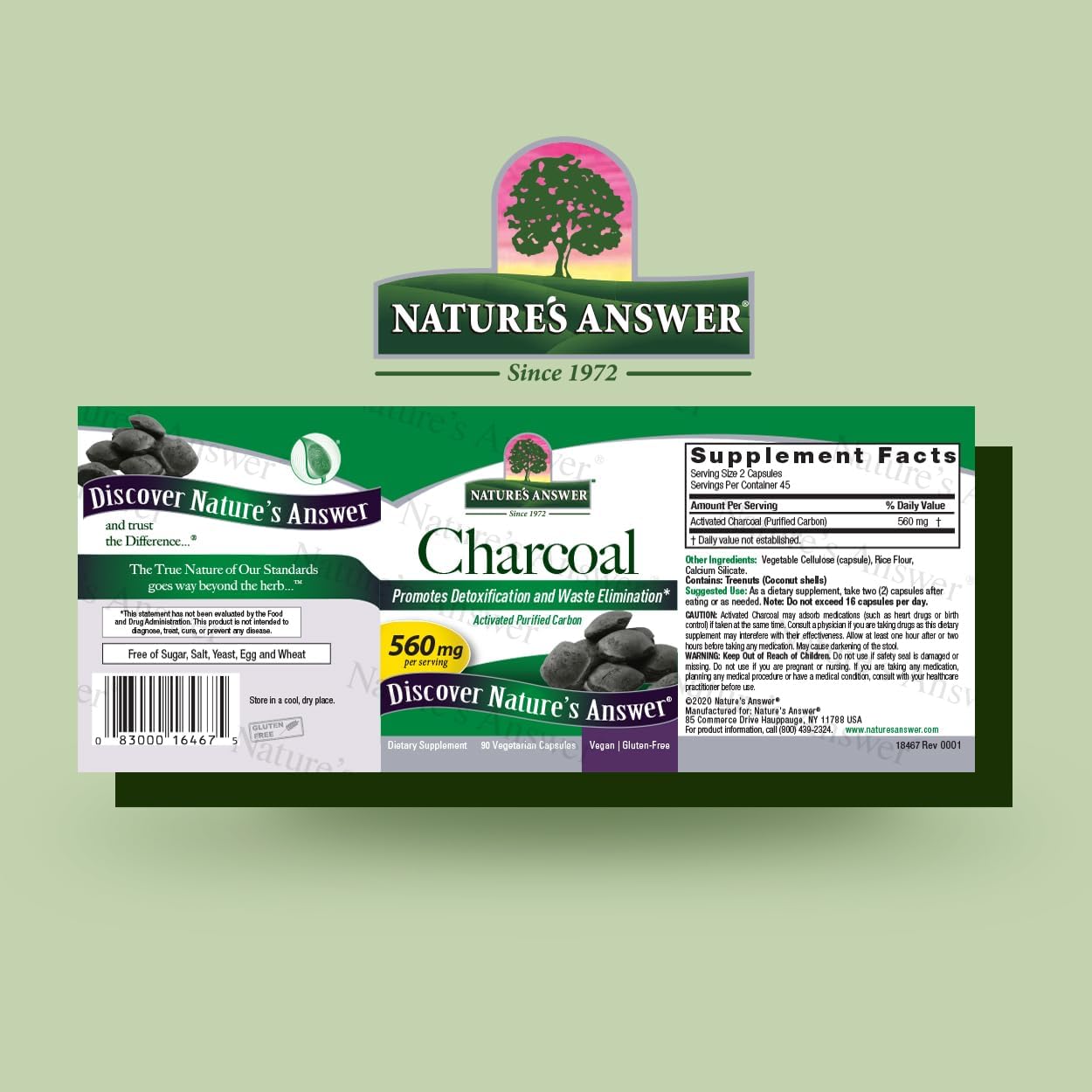Activated Charcoal Capsules 560mg - 90 Count for Natural Detox & Waste Elimination - Vegan & Gluten-Free - No Preservatives