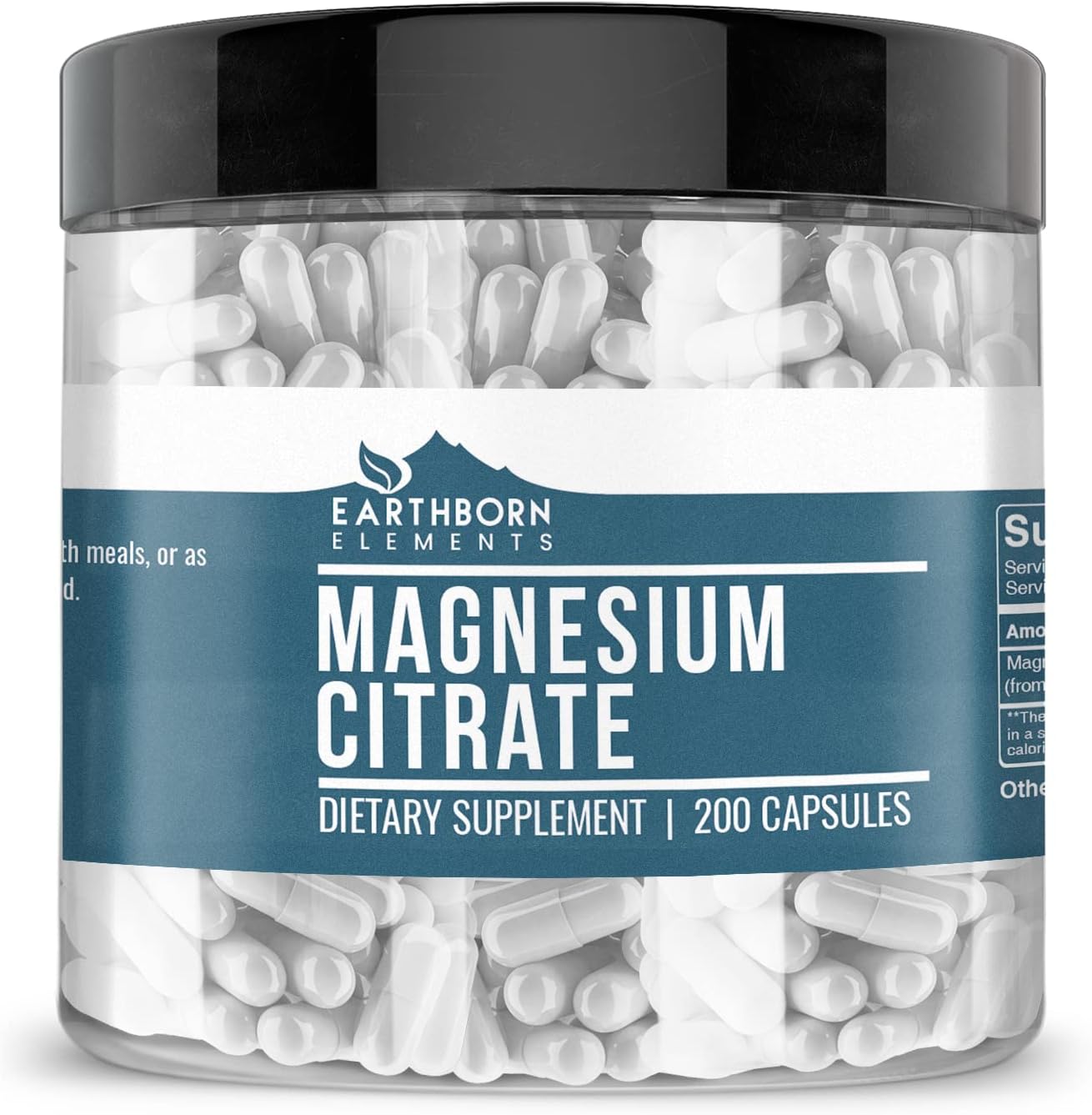 Activated Charcoal & Magnesium Citrate Capsule Bundle - 200 Caps, Pure & Undiluted, No Additives by Earthborn Elements