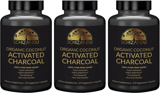 Activated Coconut Charcoal Capsules - Vegan, Organic, Non-GMO - X-Large Bottle 210 Count - Pack of 3 - Supports Health & Wellness
