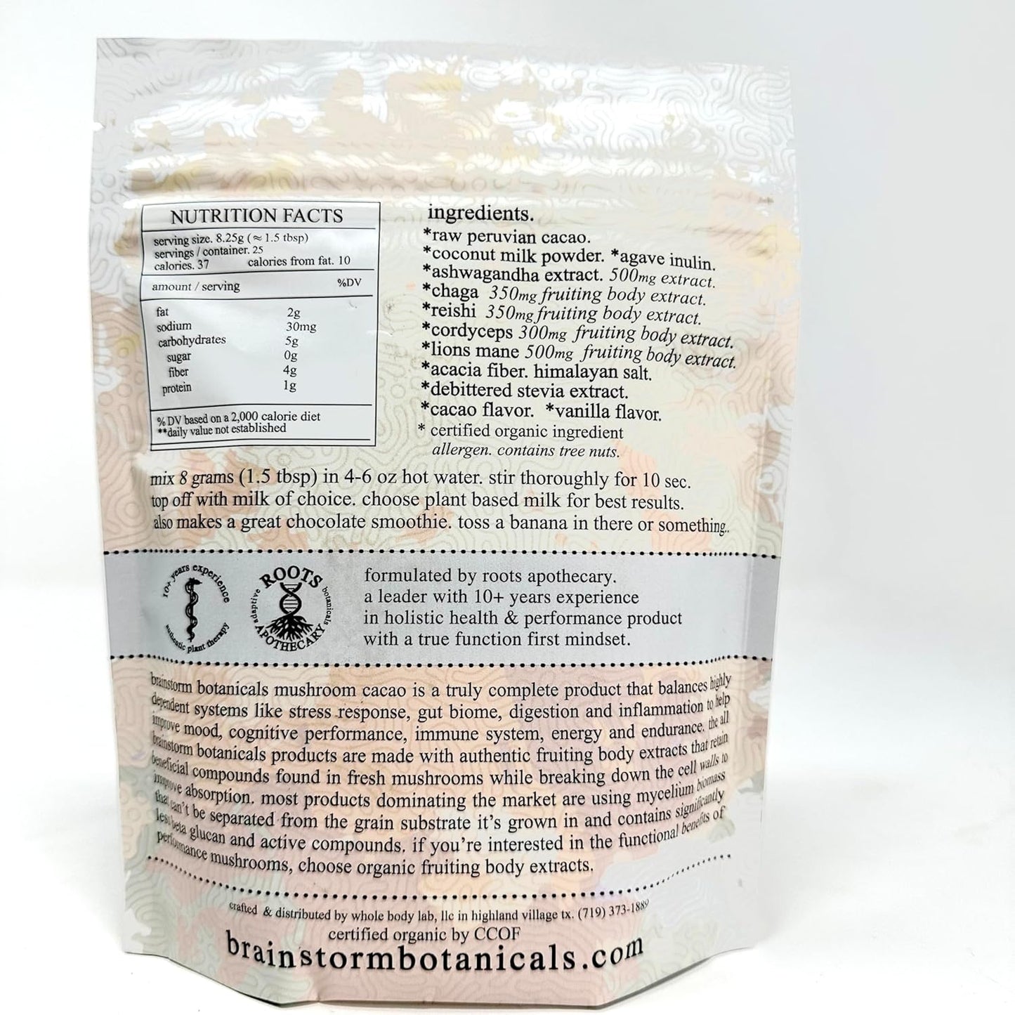 Adaptogen and Mushroom Infused Cacao Blend by Brainstrom Botanicals