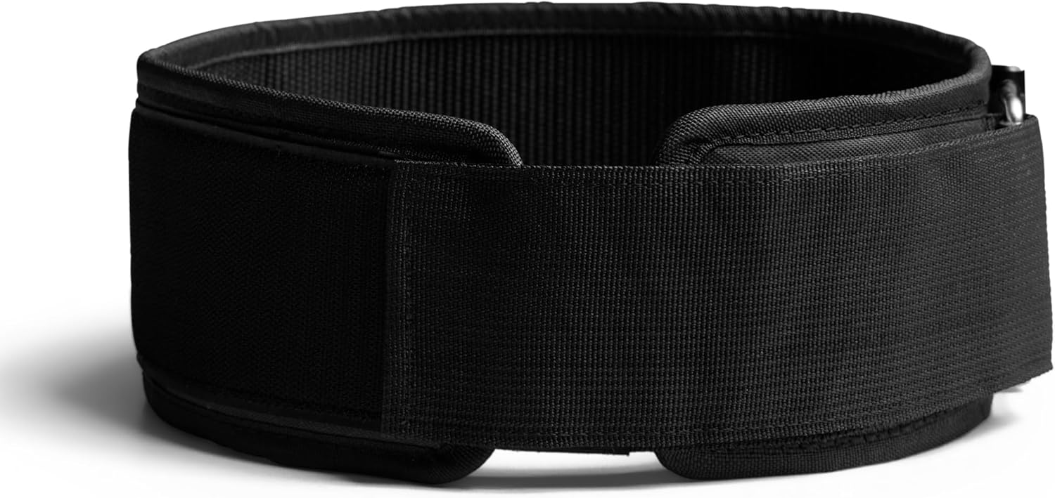 Adjustable 4 Inch Neoprene Weightlifting Belt with Metal Buckle - Ideal for Bodybuilding, Powerlifting, Cross Training - Quick Locking Design for Olympic Lifting Back Support