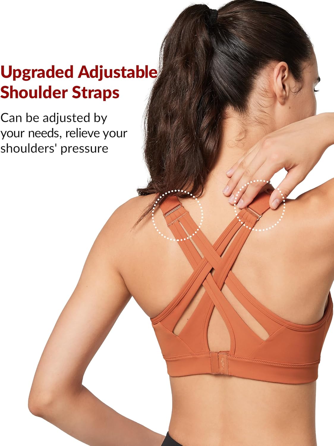 Adjustable Criss Cross Back High Impact Sports Bra for Large Bust - Full Support, No Bounce