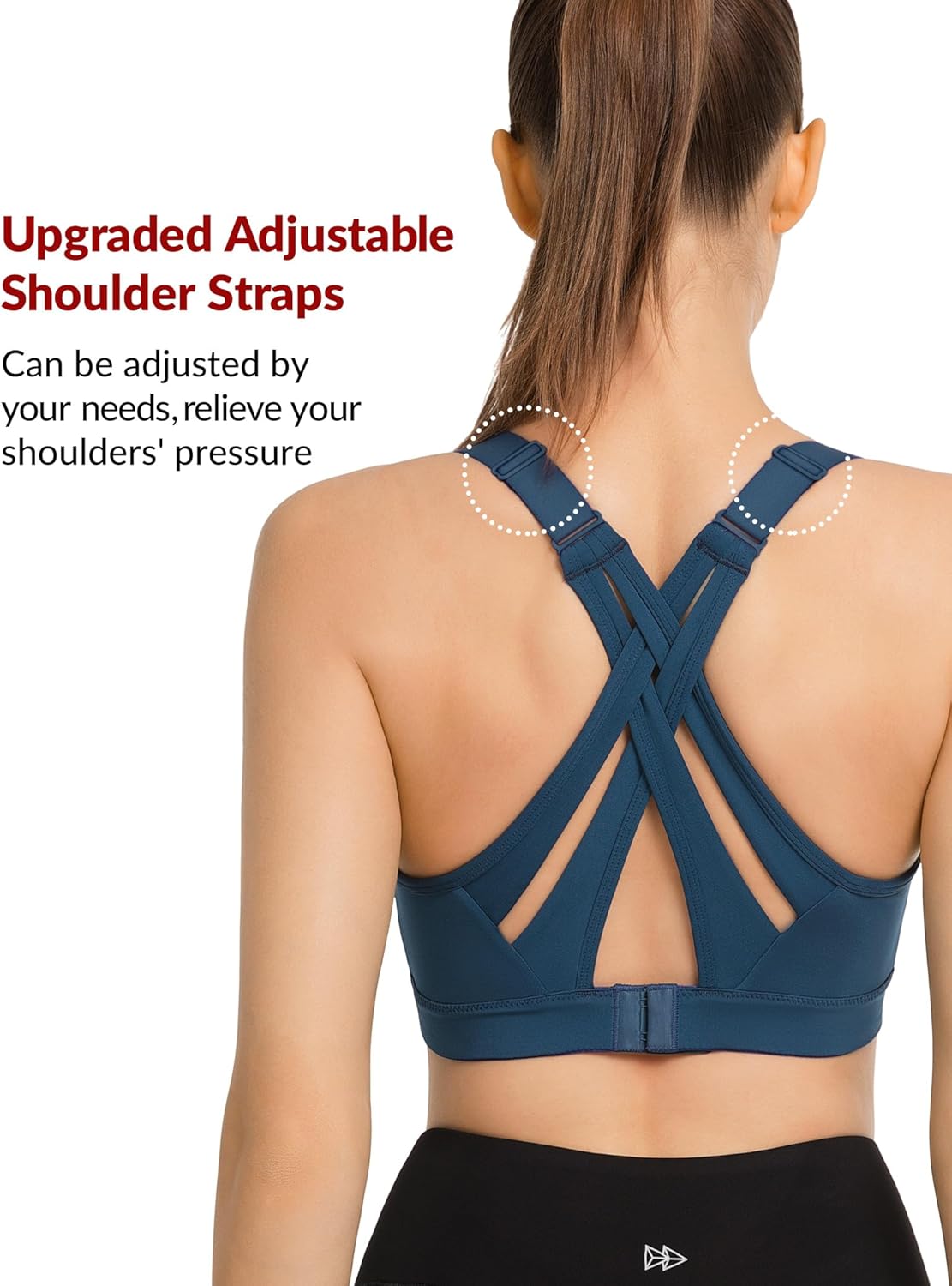 Adjustable Criss Cross Back High Impact Sports Bra with Full Support for Large Bust - Yvette Sports Bra, No Bounce