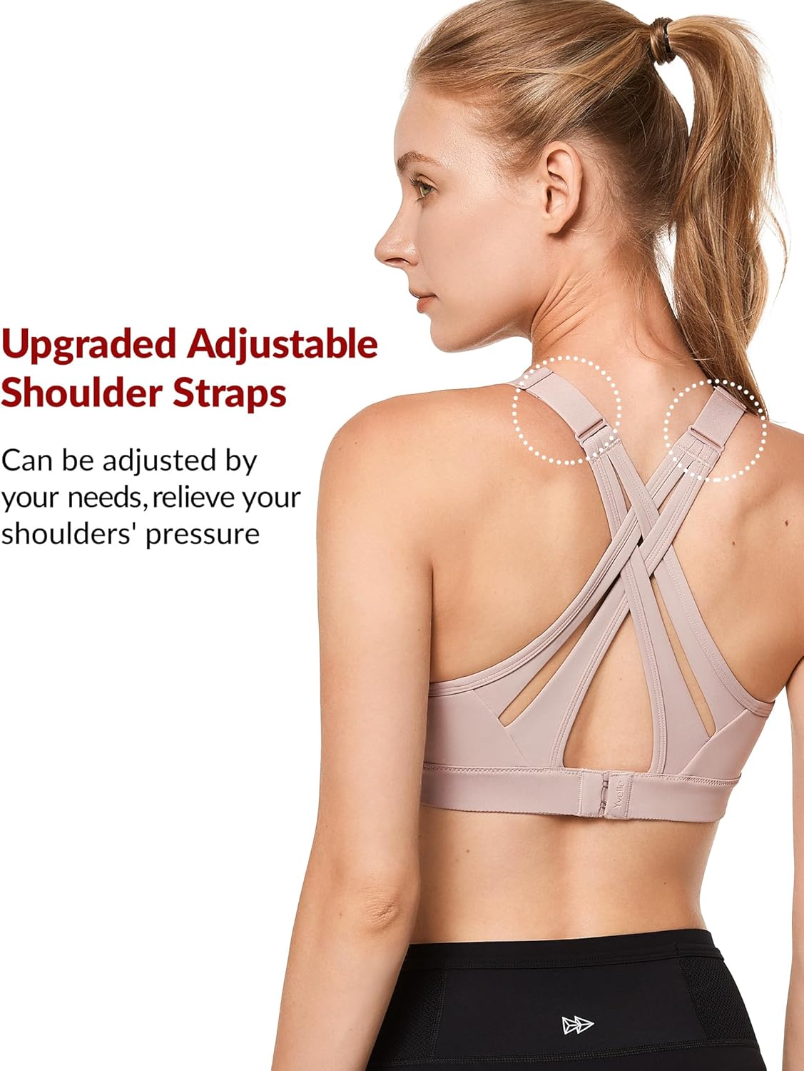 Adjustable Criss Cross Back High Impact Sports Bra for Large Bust - Yvette Full Support, No Bounce
