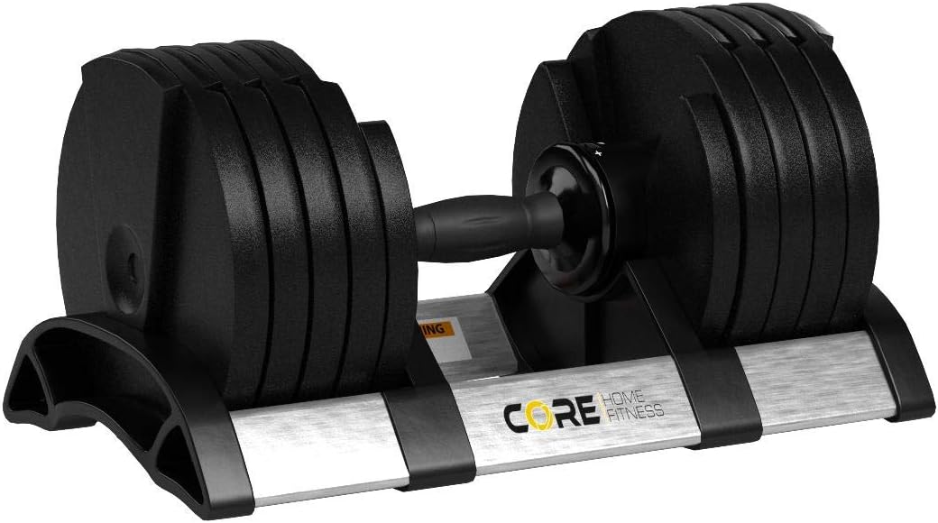 Adjustable Dumbbell Weight Set by Core Fitness® - Save Space with Affordable Home Dumbbells