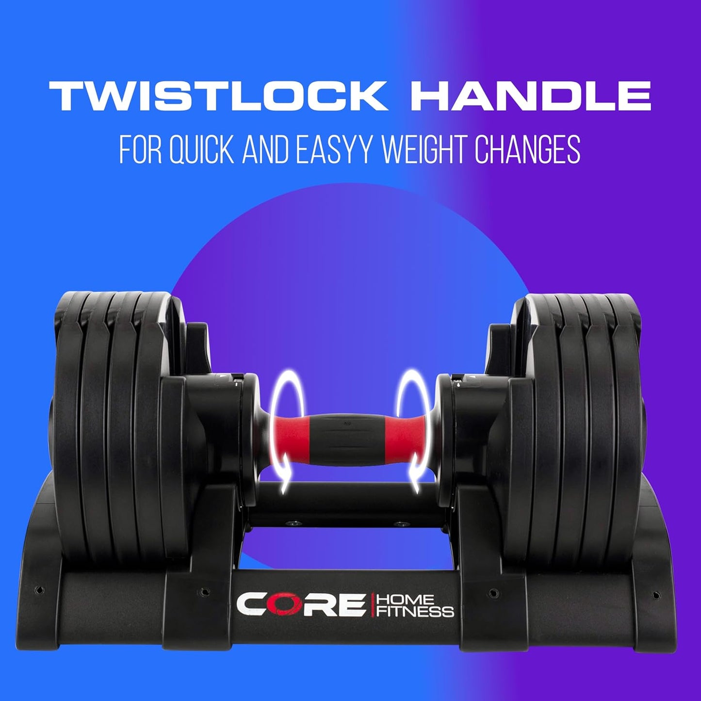 Adjustable Dumbbell Weight Set by Core Fitness® - Save Space with Affordable Home Dumbbells