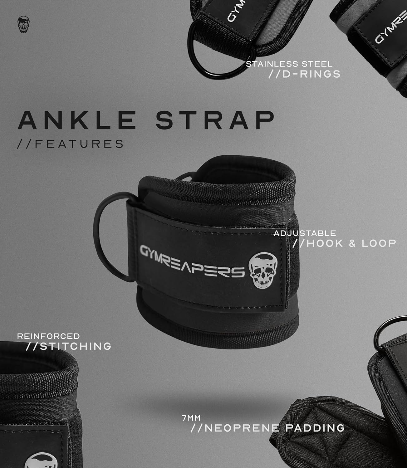 Adjustable Neoprene Ankle Straps for Cable Machine Kickbacks & Lower Body Exercises - Gymreapers (Pair)