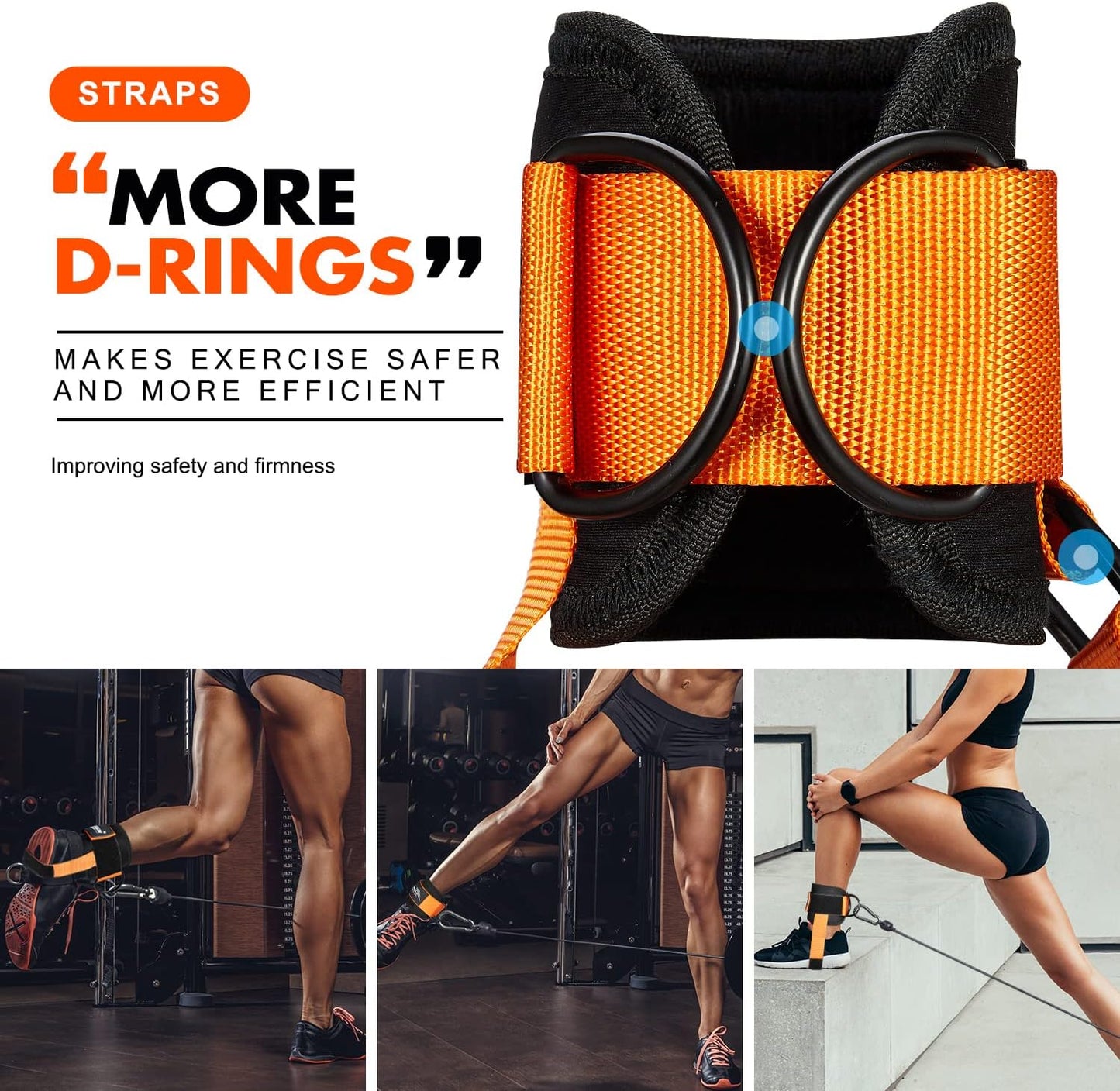 Adjustable Padded Ankle Strap for Cable Machine Exercises - Glute Workouts, Leg Extensions, Curls - Comfortable Ankle Cuff for Gym Booty Hip Abductors