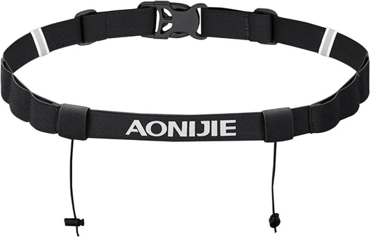 Adjustable Race Number Bib Belt with 6 Storage Loops - Elastic Webbing for Runners in Triathlons, Marathons, and Cycling