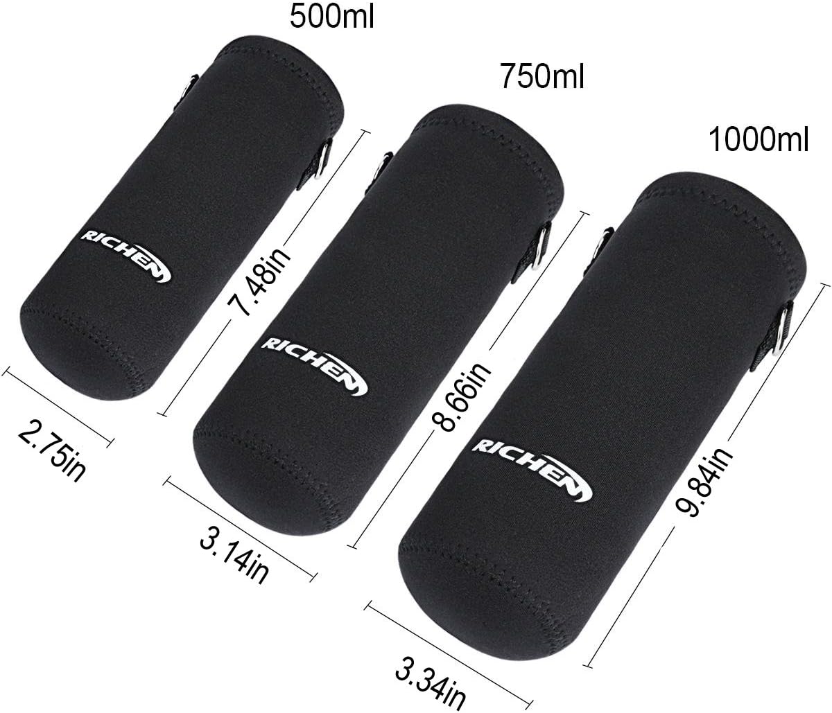 Adjustable Shoulder Strap Neoprene Water Bottle Carrier Bag - Insulated Cover for Stainless Steel/Glass/Plastic Bottles by RICHEN