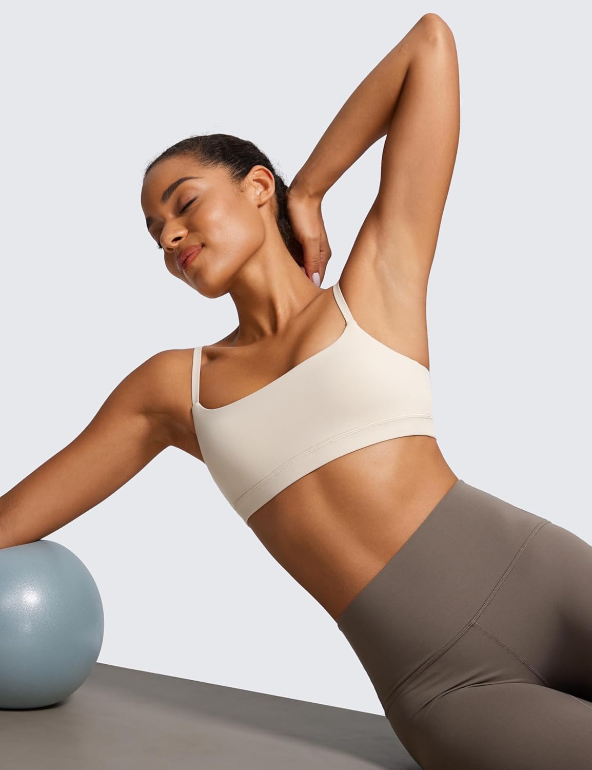 Adjustable Spaghetti Strap Sports Bra for Women - Wireless Padded Crop Top for Yoga Workout