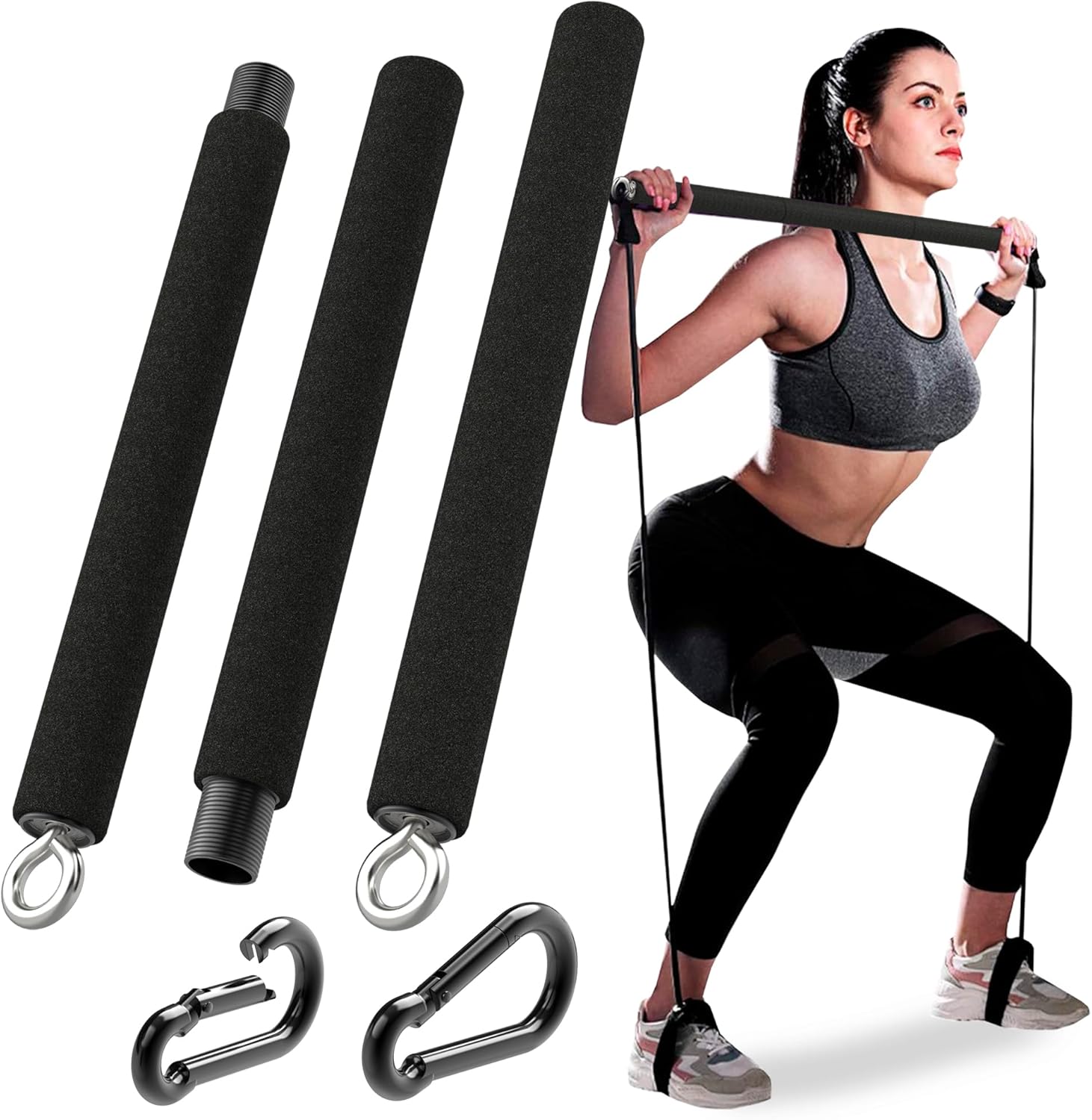 Adjustable Steel Resistance Bar for Resistance Bands - Portable Dual Cable Machine Attachment for Working Out - Tribe Lifting Resistance Band Bar