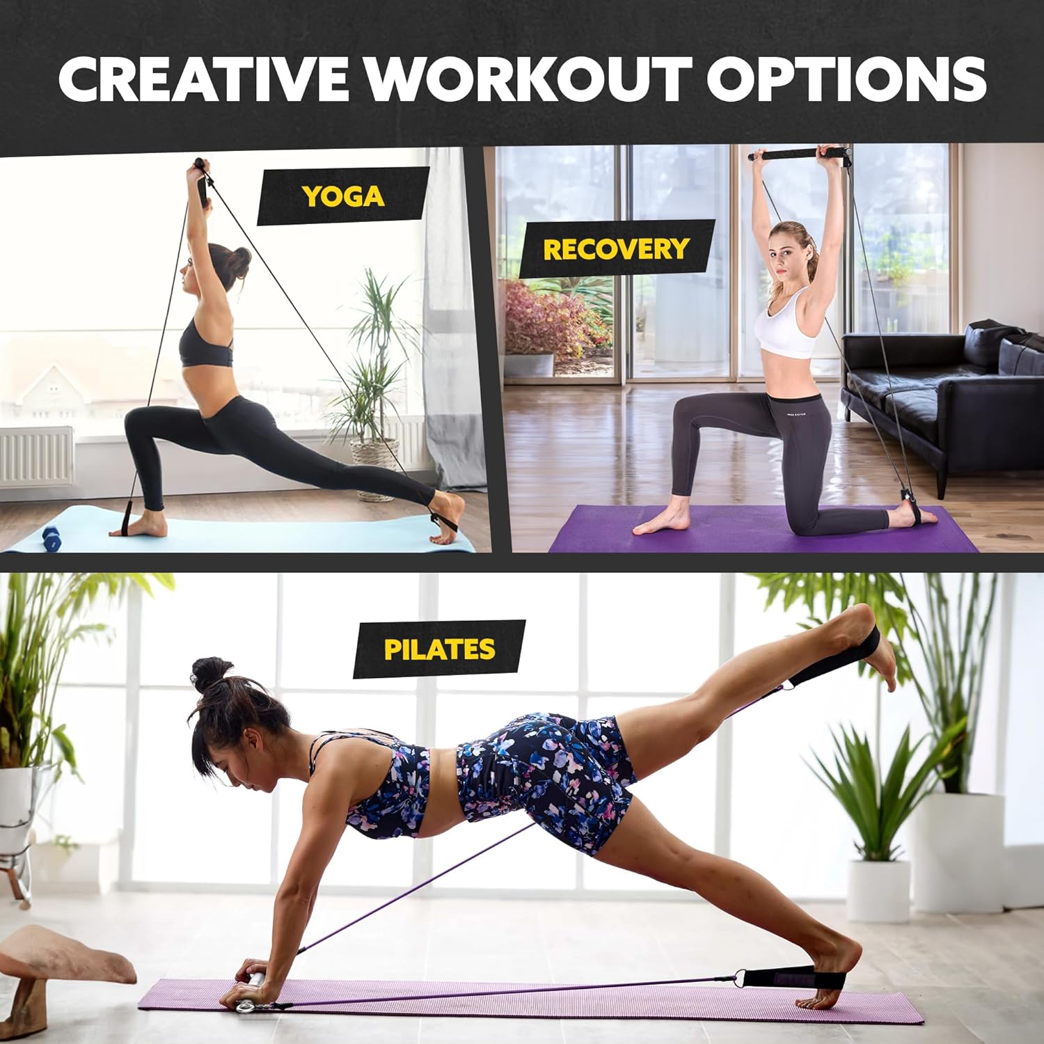 Adjustable Steel Resistance Bar for Resistance Bands - Portable Dual Cable Machine Attachment for Working Out - Tribe Lifting Resistance Band Bar