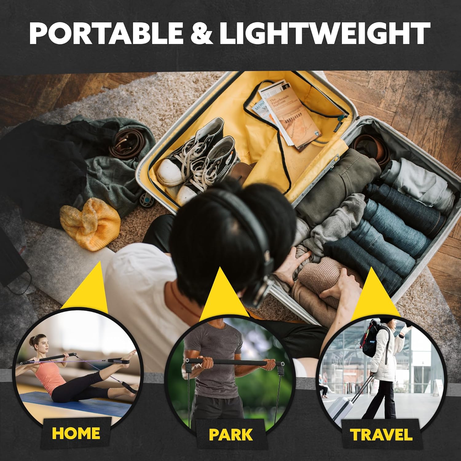 Adjustable Steel Resistance Bar for Resistance Bands - Portable Dual Cable Machine Attachment for Working Out - Tribe Lifting Resistance Band Bar