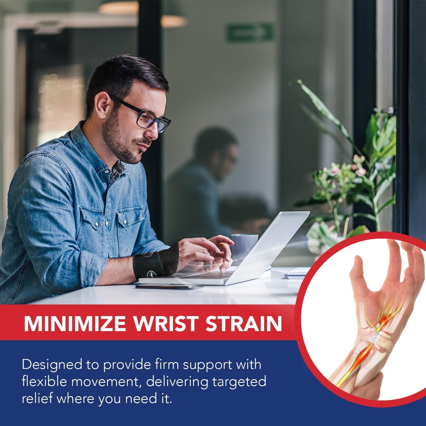 Adjustable Wrist Brace for Carpal Tunnel & Injuries, Doctor-Developed Compression Hand Brace, Easy to Wear, Fits Both Hands - Single Pack