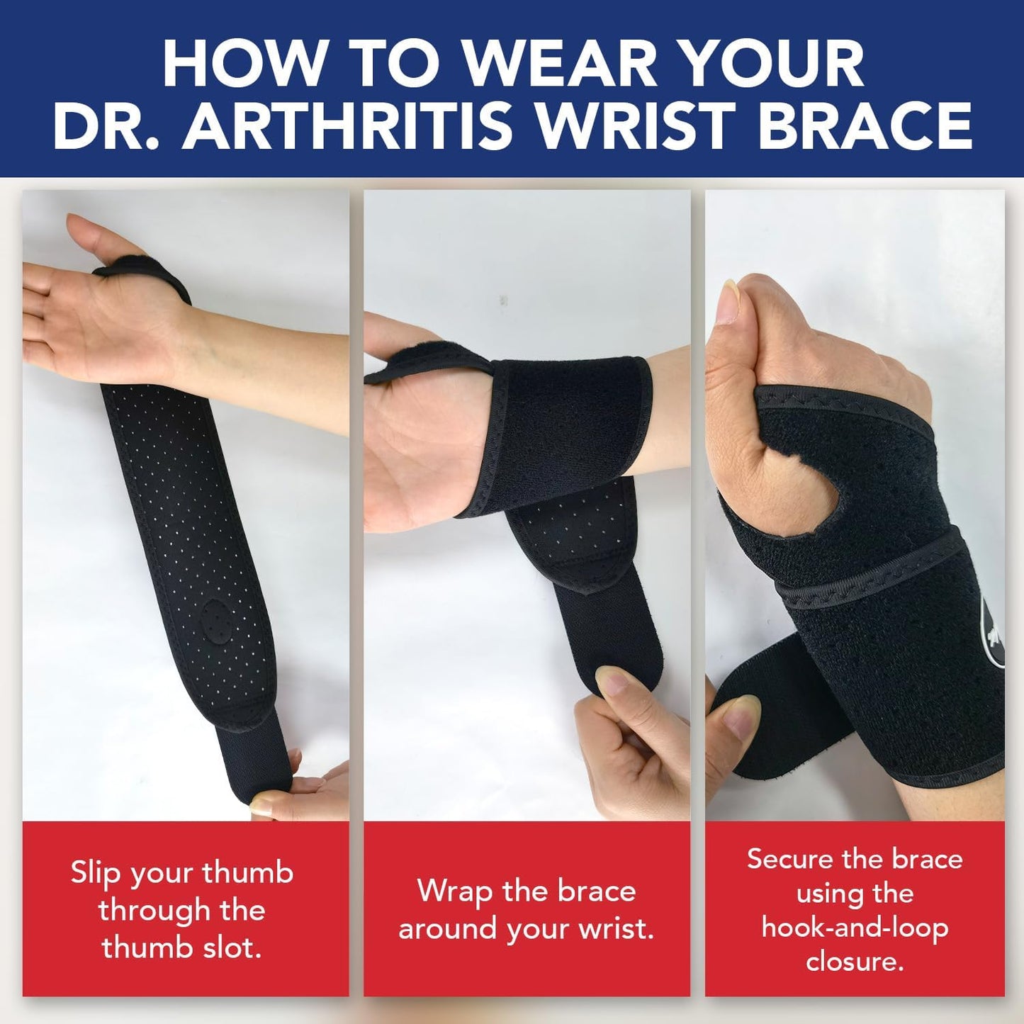 Adjustable Wrist Brace for Carpal Tunnel & Injuries, Doctor-Developed Compression Hand Brace, Easy to Wear, Fits Both Hands - Single Pack
