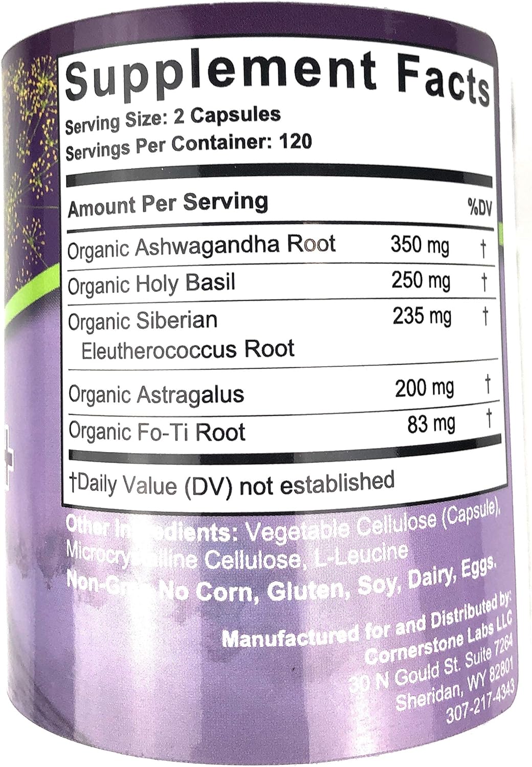 Adren+ Capsules by Cornerstone Labs - 120 Count - Support Adrenal Health and Vitality
