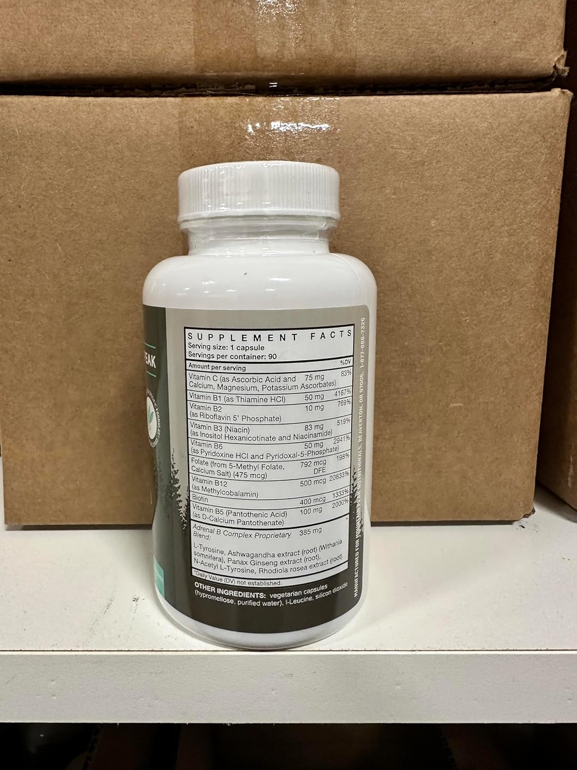 Adrenal B Complex Supplement with Adaptogens for Endocrine & Nervous System Support - 90 Vegetarian Capsules
