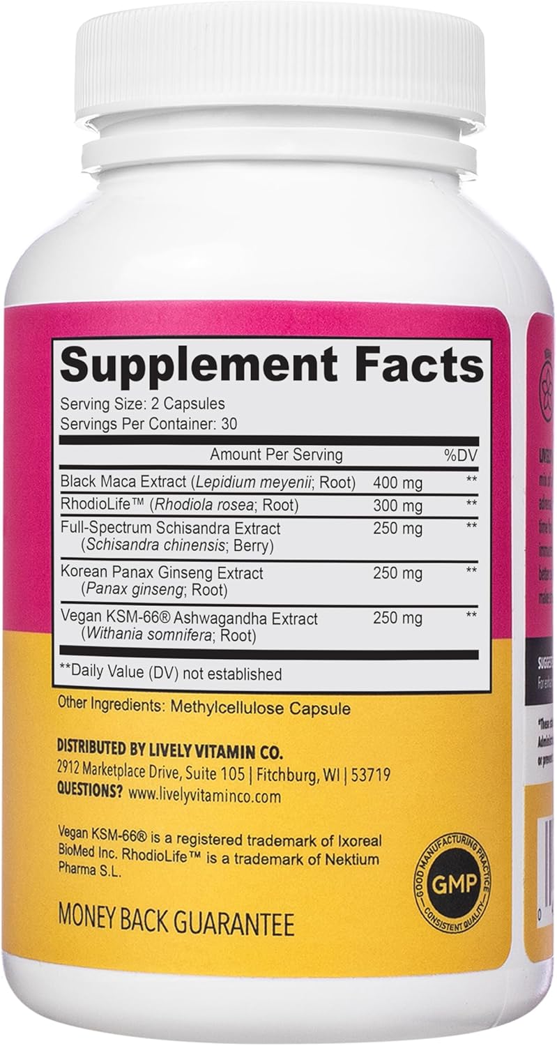 Adrenal Boost Supplement for Immune Support, Stress Relief, Memory, Focus, and Better Sleep - 60 Vegetarian Capsules