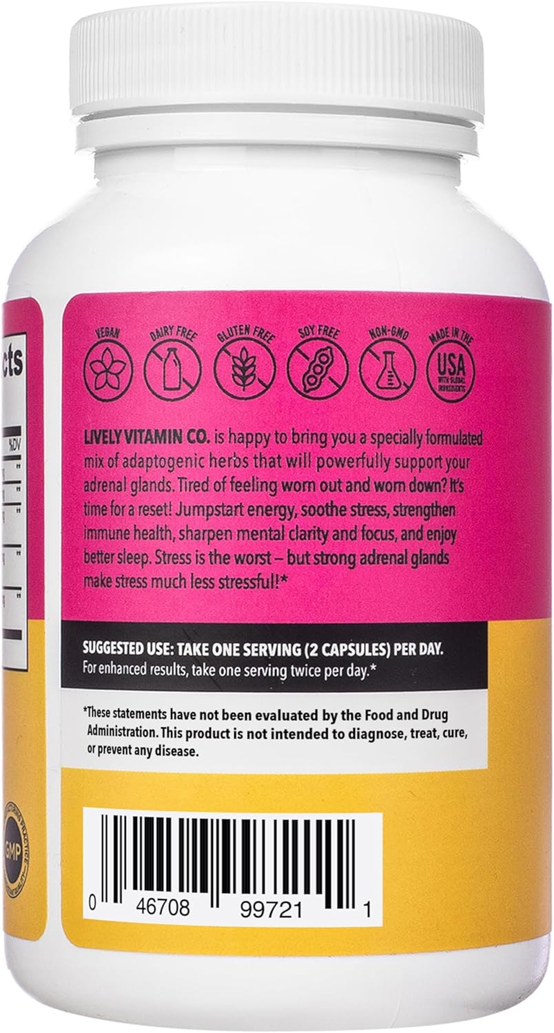 Adrenal Boost Supplement with Ashwagandha, Black Maca, Rhodiola, Ginseng - Supports Immune System, Memory, Focus, and Sleep - 120 Vegetarian Capsules